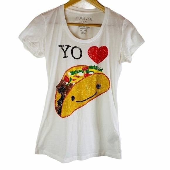 Forever 21 "I Love Tacos"  Graphic T-shirt Size:M - Picture 1 of 4